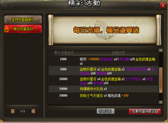 龙将每日充值活动 龙将每日充值活动